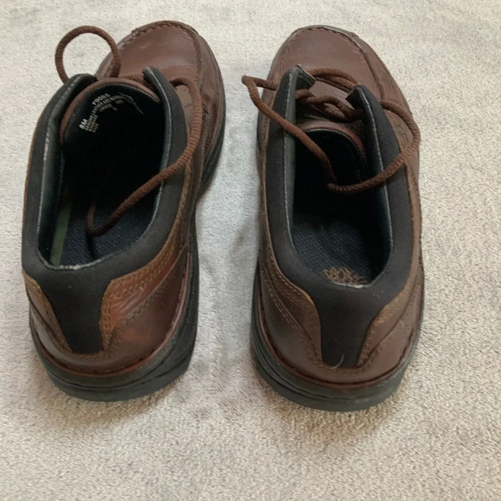 Timberland Mens 79085 Brown Leather Moc Toe Lug Sole Oxford Shoes Size 8M
